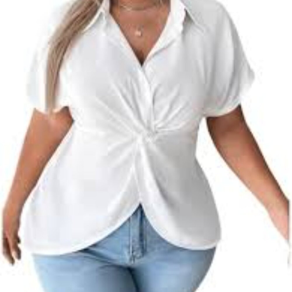 Women’s White Twist-Front Blouse